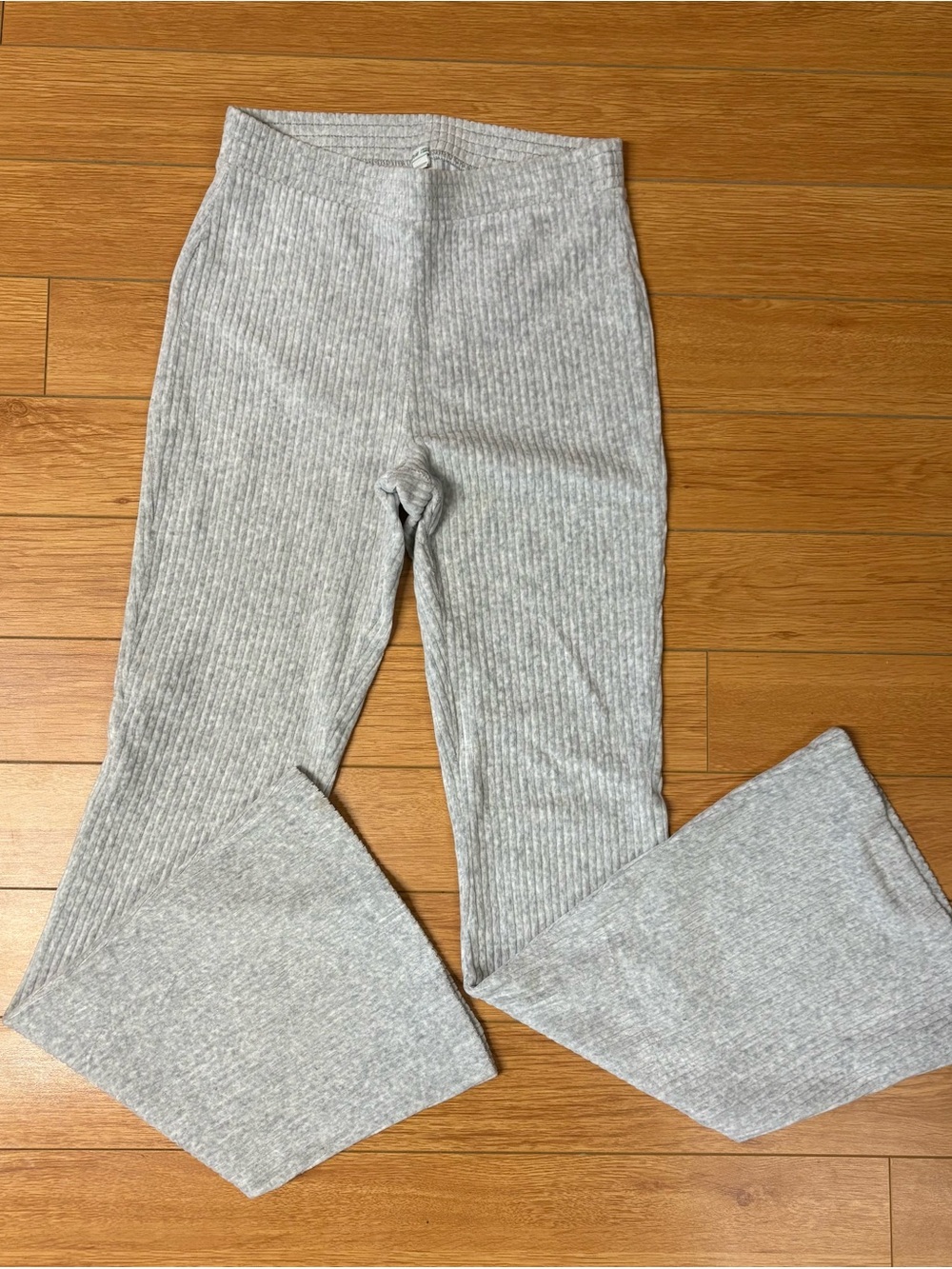 aerie Ribbed Wide-Leg Pants - Light Gray